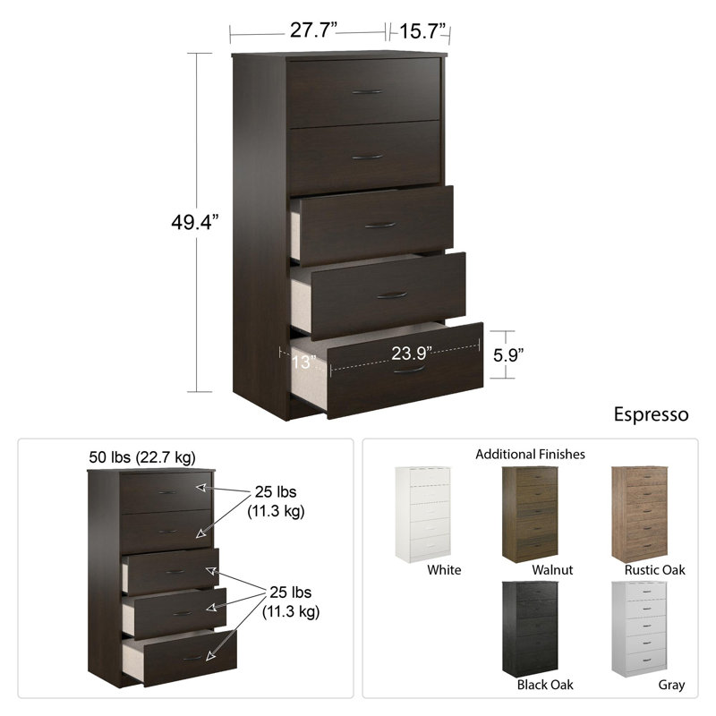 Zipcode Design Grantville 5 Drawer Chest Reviews Wayfair