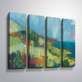 Asnieres Floater Framed Canvas Artwork 24 x 32 ArtWall 4 Piece Vincent Vangoghs Fishing in Spring The Pont De Clichy
