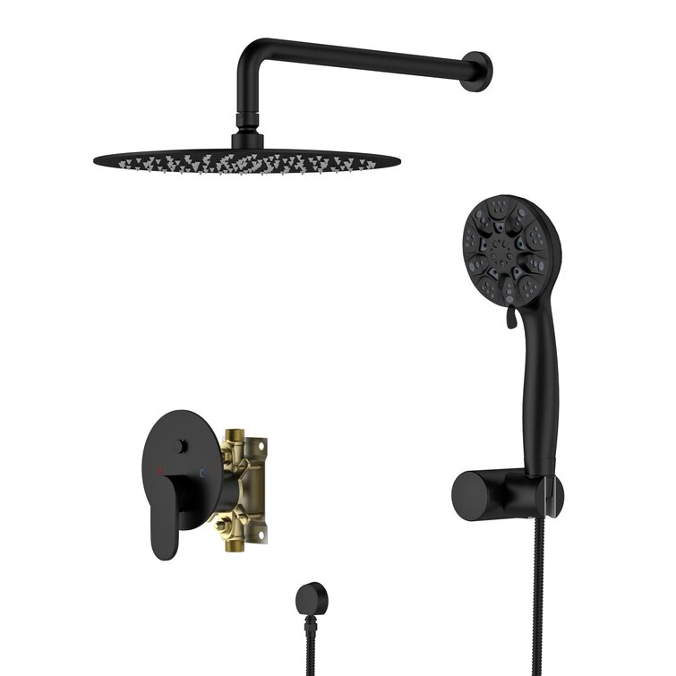 10 inch Gold Sqaure Rain Shower Head 2-Way Mixing Valve Hand Shower Faucet Set 
