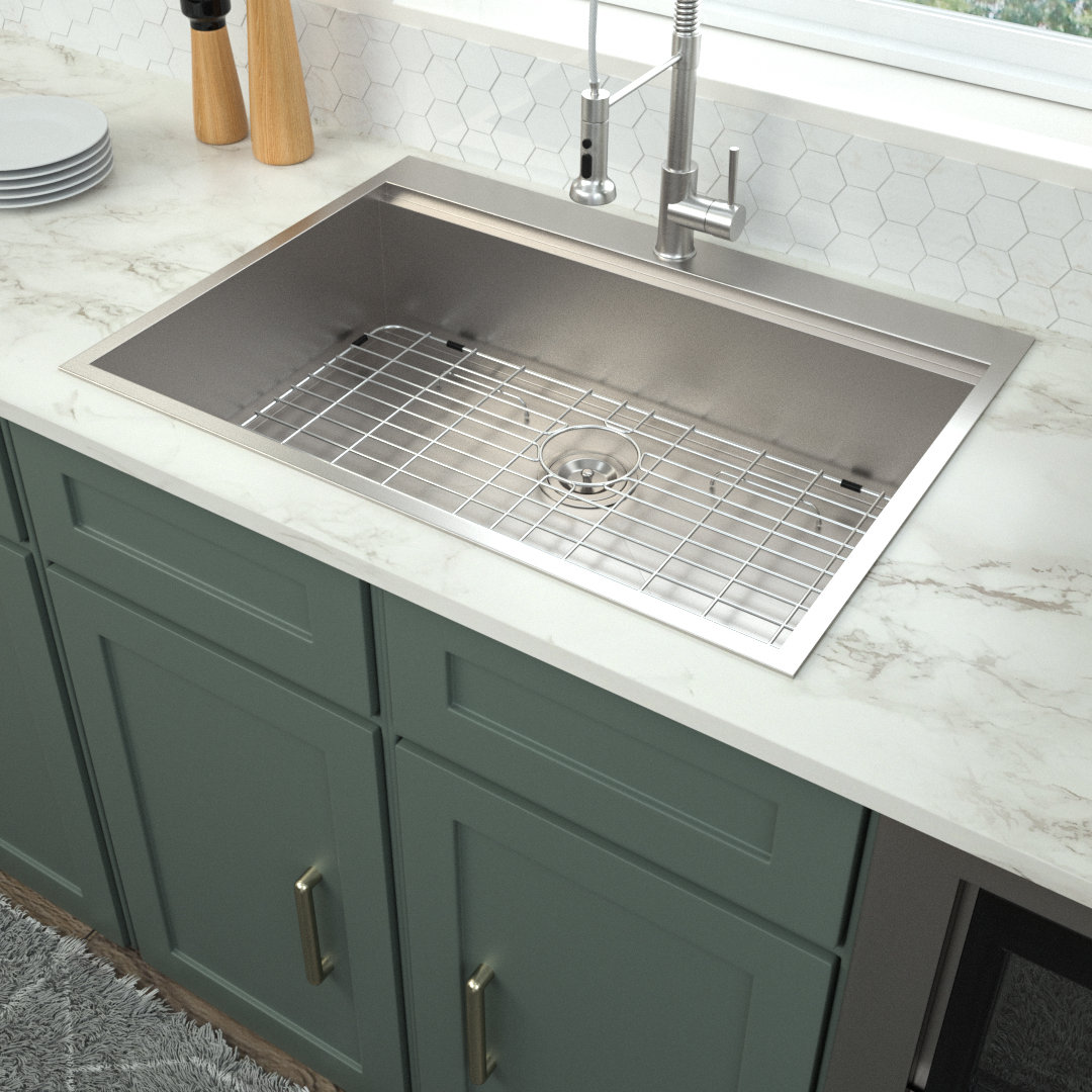 JUNTOSO 33X22 Kitchen Sink Topmount Ledge Workstation 18 Gauge