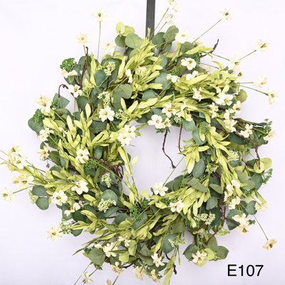 26" Spring Eucalyptus Daisy Front Door Wreath