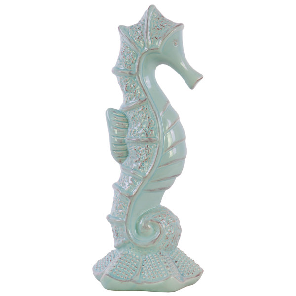 Set of 2 Seahorse Wall Decor Figures 24" Resin Stone Finish Sea Ocean Beach 