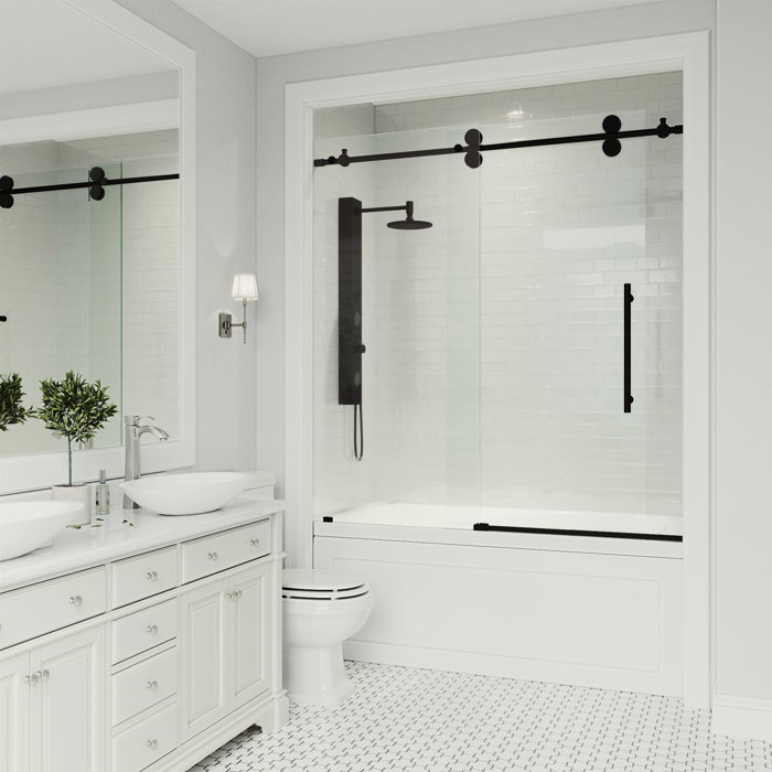 Elan 60 X 66 Single Sliding Frameless Tub Door With Rollerdisk Technology Elan 60 X 66 Single Sliding Frameless Tub Door With Rollerdisk Technology