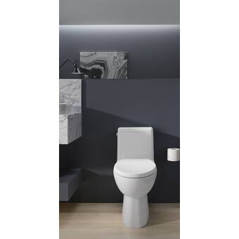 Kohler Reach Comfort Height One Piece Elongated 1 28 G Pf Toilet With Skirted Trapway And Left Hand Trip Lever Wayfair Ca