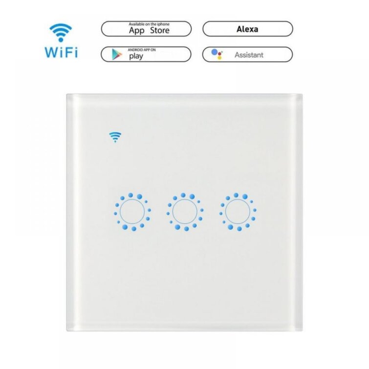 TUYA WiFi&RF Wall Light 1/2/3 Gang EU/UK Touch Switch+RF Remote fr Alexa Google