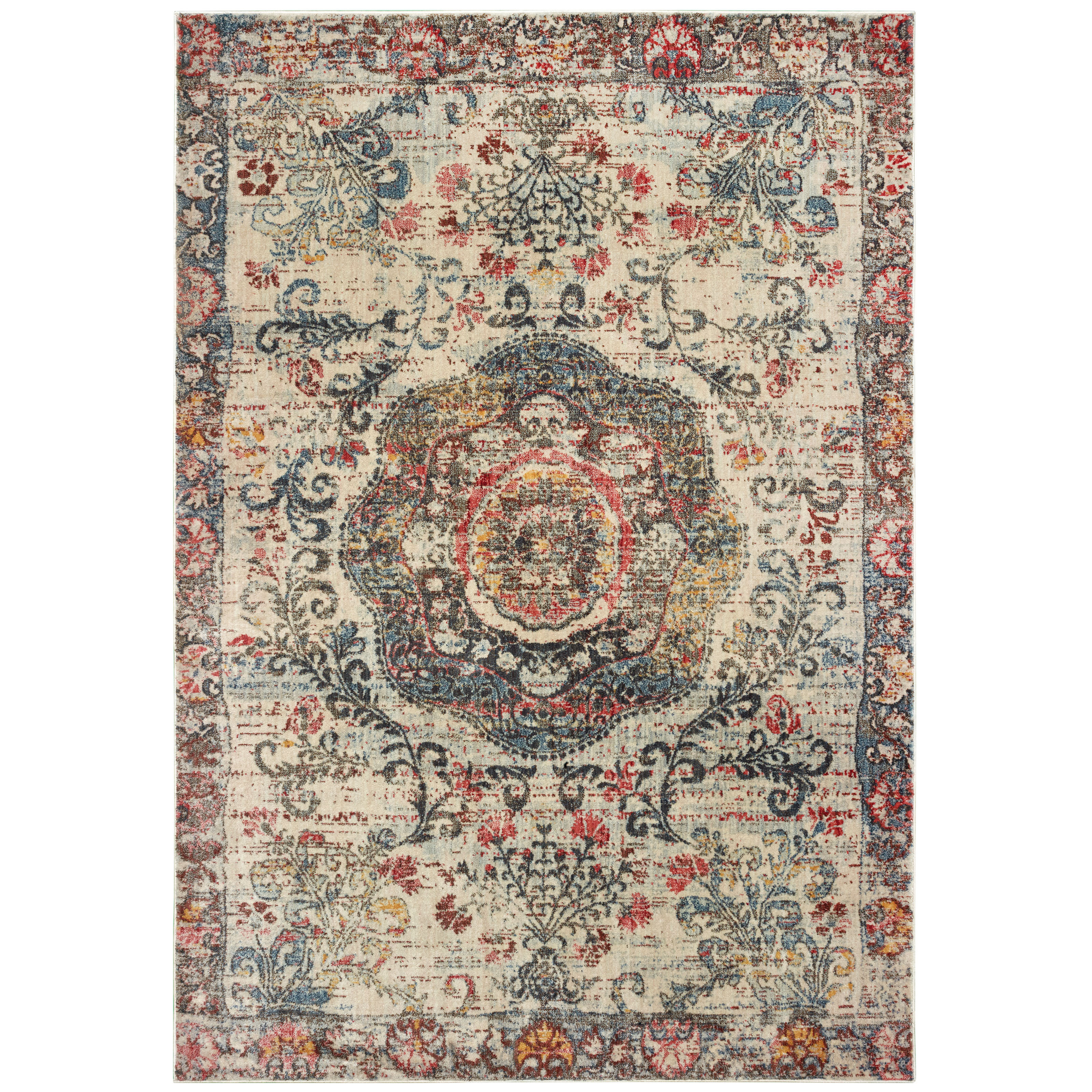 World Menagerie Pateros Power Loom Ivory Green Rug Wayfair