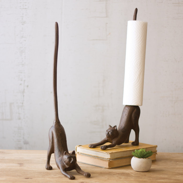 Cast Iron Cat Free Standing Paper Towel Holder Cast Iron Cat Free Standing Paper Towel Holder
