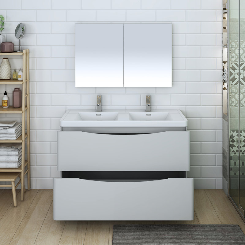 Fresca Senza Tuscany 47 Double Bathroom Vanity Set With Mirror Wayfair