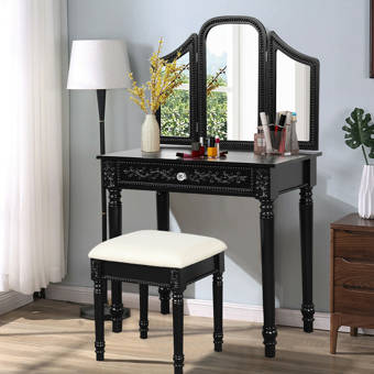 makeup vanity with lights black