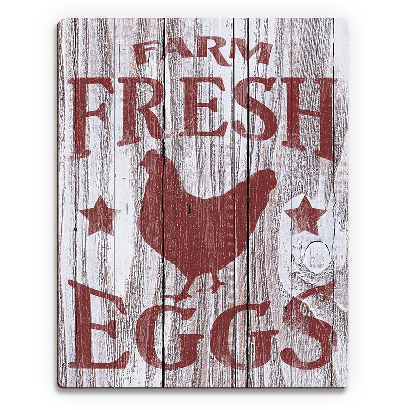 Click Wall Art Fresh Eggs Hen Redwood Graphic Art Print On Wood Wayfair