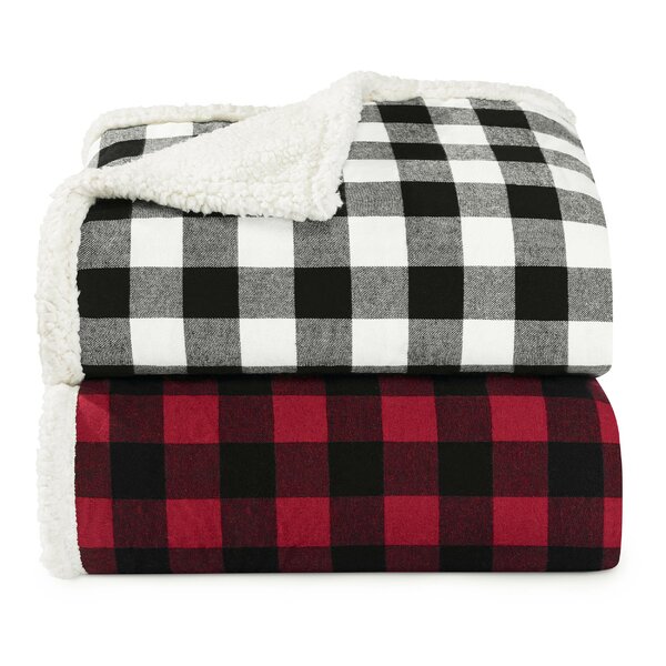 Black and White Plaid Sherpa Flannel Throw Blankets Thick Reversible Plush Fleece Blanket for Bed Couch Sofa Decor Positive Energy Words Love Heart,Ultra Soft Comfy Warm Fuzzy TV Blanket 