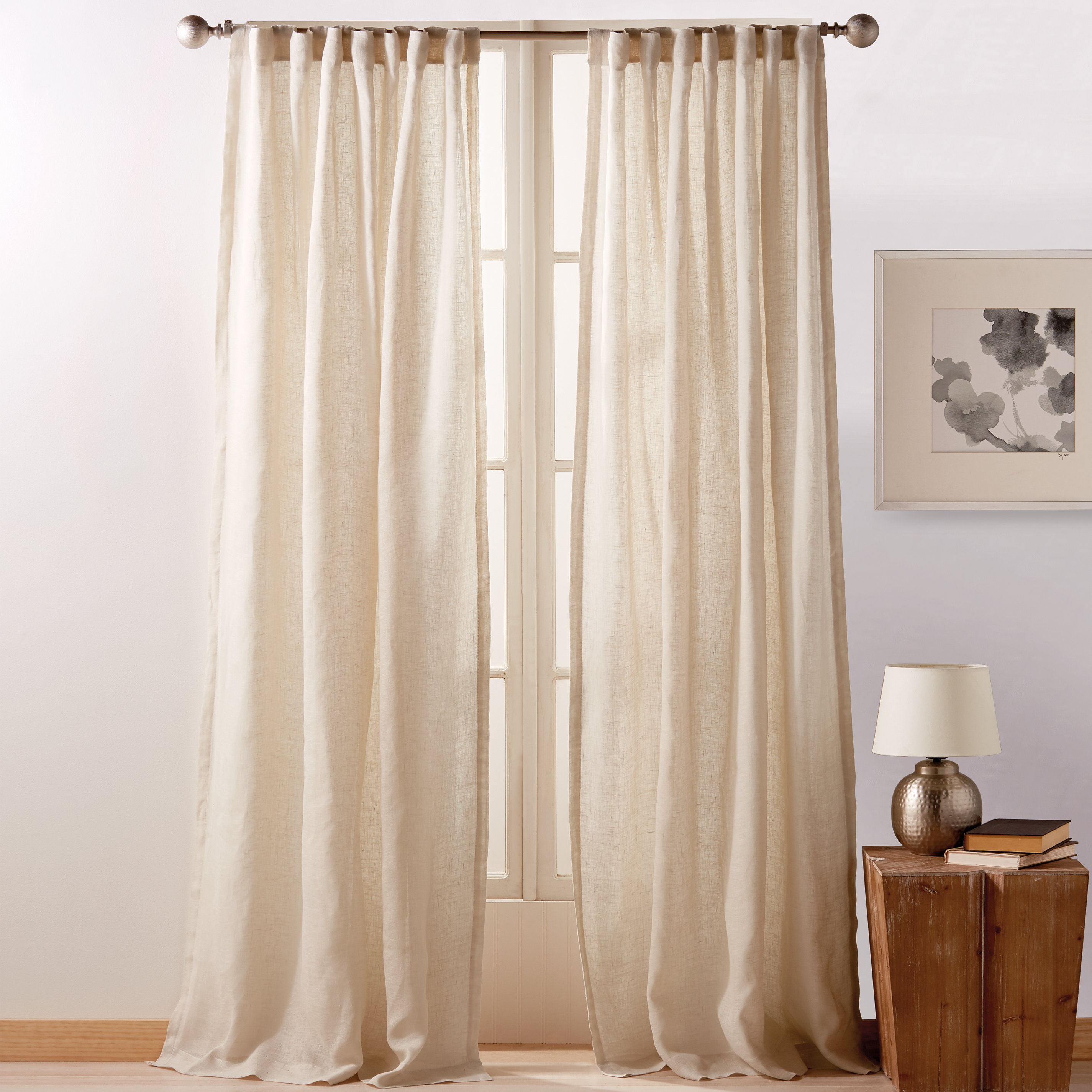 City Linen Solid Color Semi Sheer Rod Pocket Curtain Panels