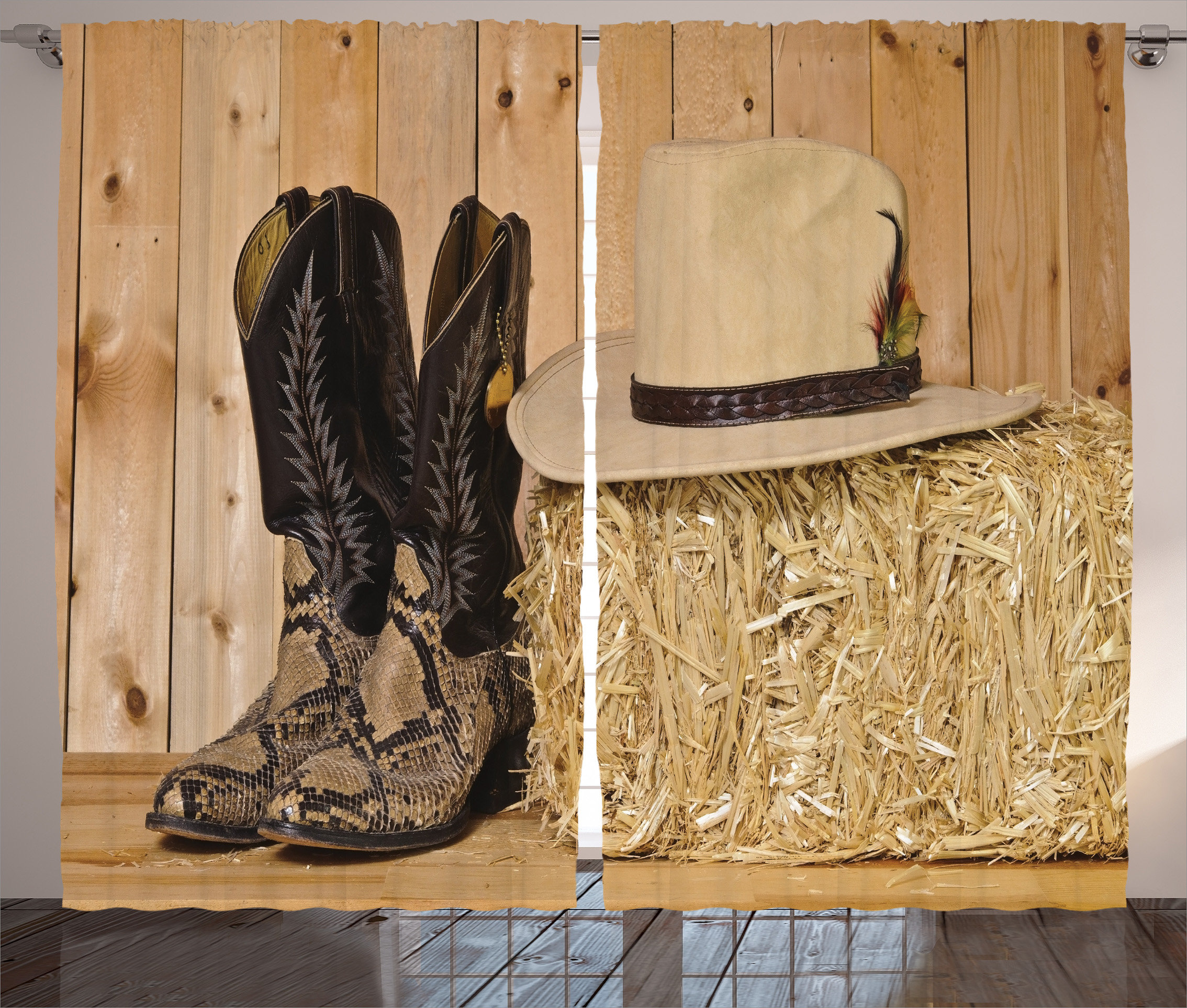 East Urban Home Western Snake Skin Cowboy Boots Timber Planks In