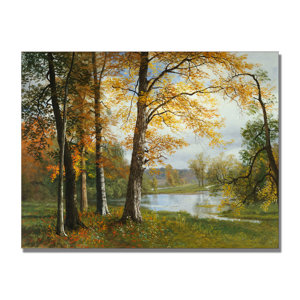 'A Quiet Lake' by Albert Bierstadt Painting Print on Wrapped Canvas