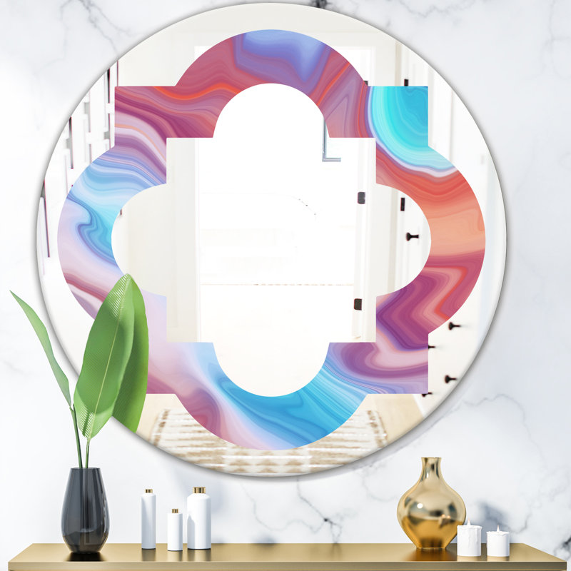 East Urban Home Abstract Marbled Background Quatrefoil Eclectic Frameless Wall Mirror
