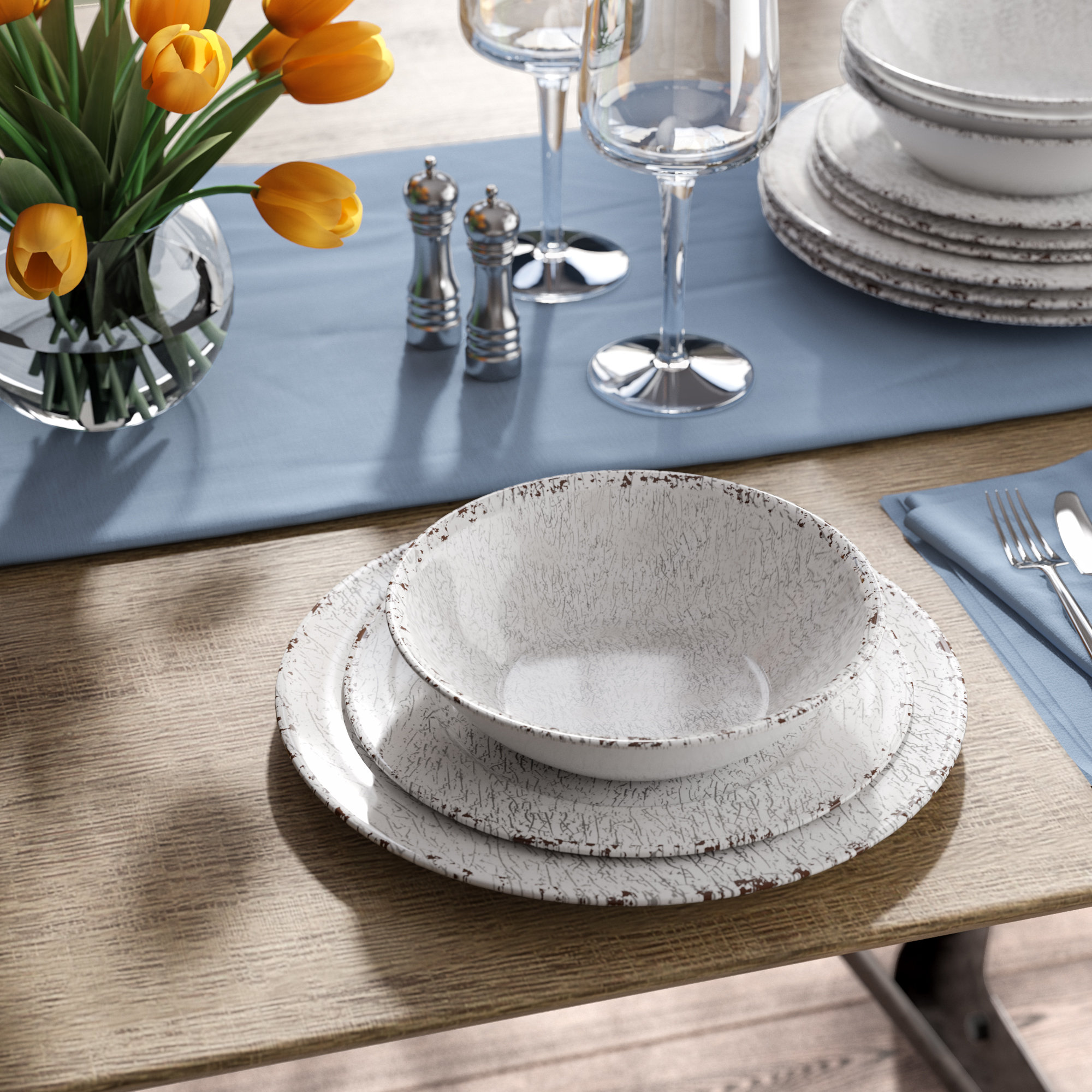California Palm Melamine Dinnerware Set Plates 12 Pcs Dinnerware Set Melamine Plates 12 Pcs