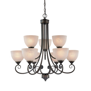Go to store & view more images Ora 9-Light Shaded Chandelier by Fleur De Lis Living