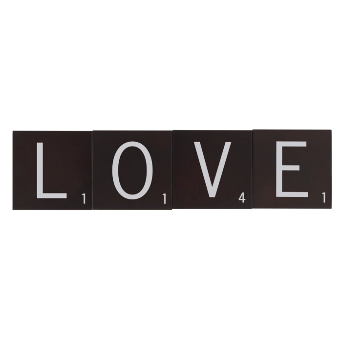 Le Prise 4 Piece Scrabble Letter Wall Tiles Love Wall Decor Set