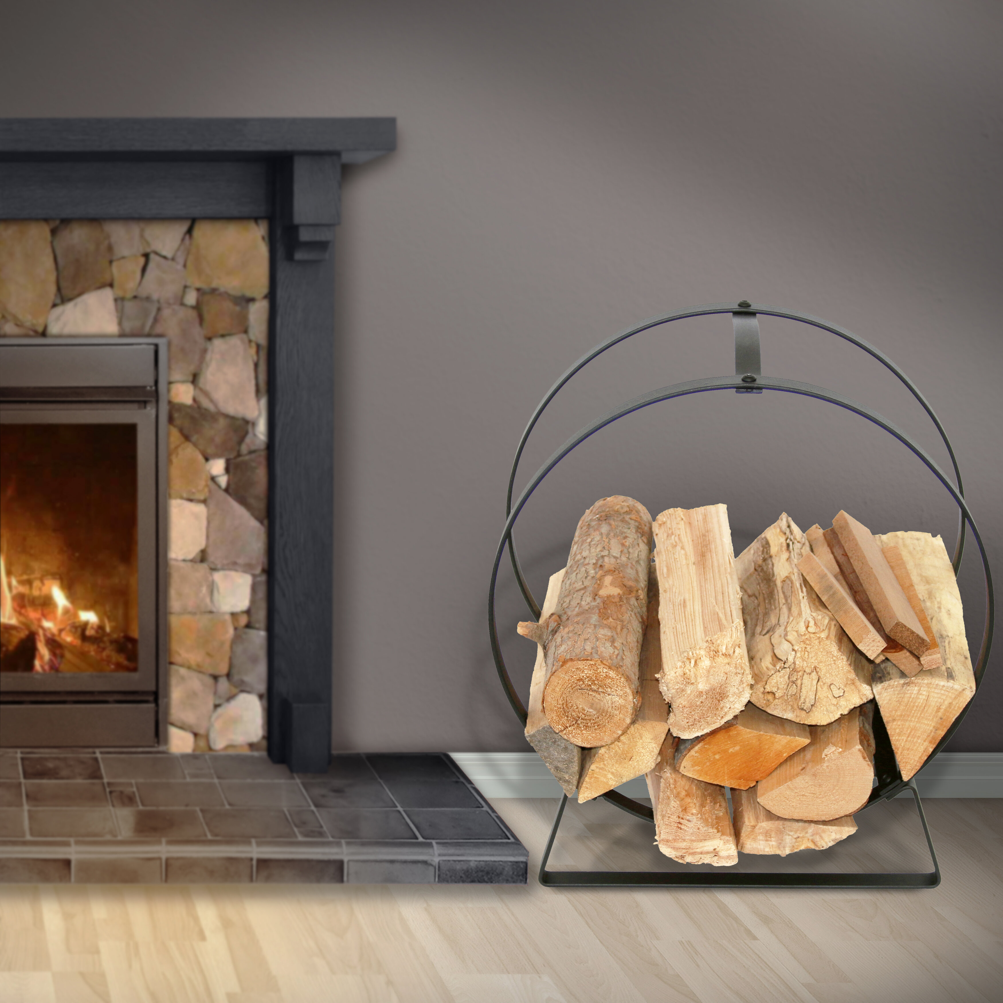 Enclume Handcrafted Indoor Outdoor Hoop Fireplace Steel Log