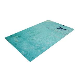 Robin Dickinson Love One Another Birds Blue Area Rug