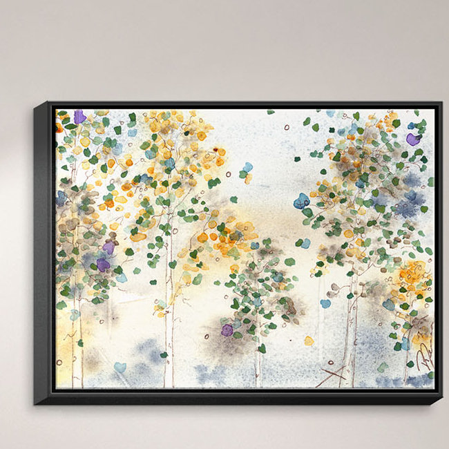 Dianochedesigns Aspen Grove Framed Watercolor Painting Print On
