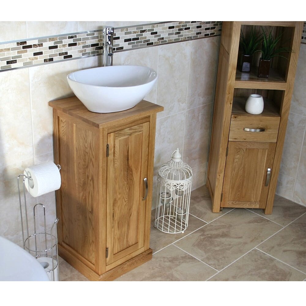 Belfry Bathroom Crafton Compact Solid Oak 350mm Free Standing Vanity Unit Wayfaircouk