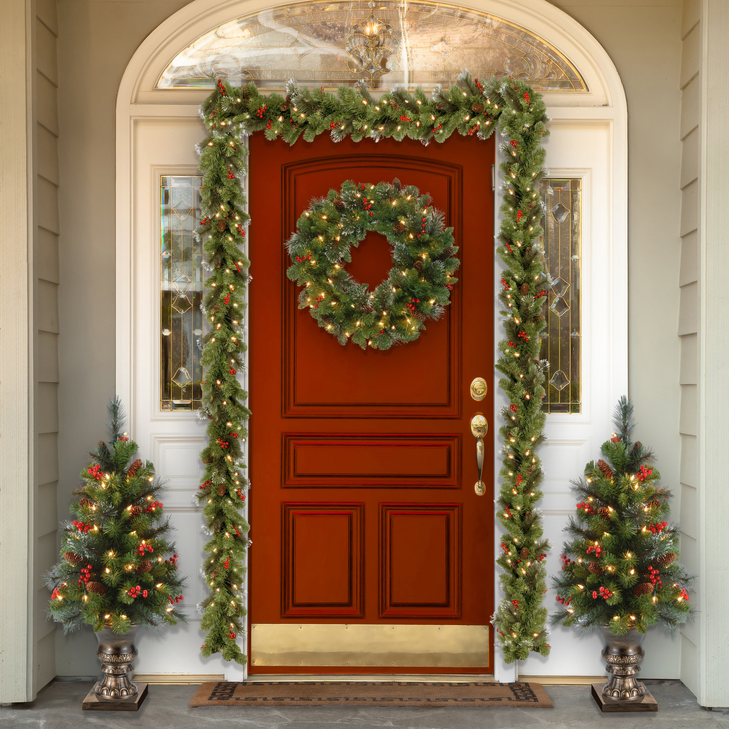 Three Posts Spruce Pre Lit Wreath With Clear Lights Reviews Wayfair