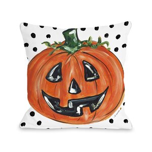 Halloween Pumpkin Dots Throw Pillow