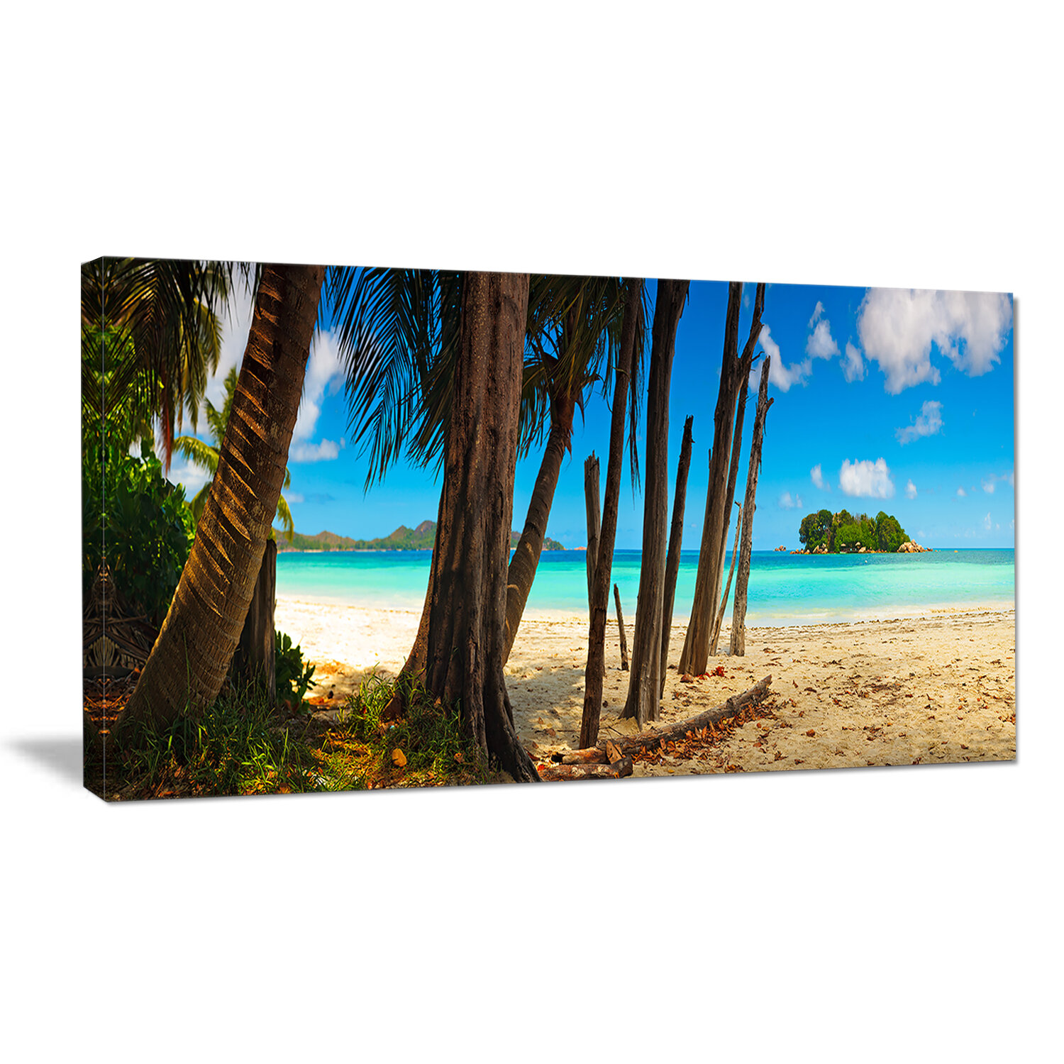 'Praslin Island Tropical Beach Panorama' 5 Piece Wall Art on Wrapped Canvas Set 
