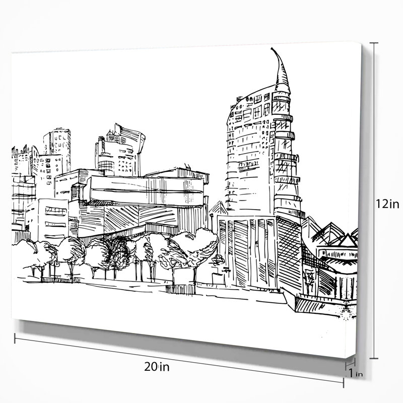 East Urban Home Painting Of Lisbon Modern Houses Drawing Print On Wrapped Canvas Wayfair