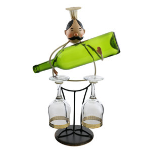 Luann Happy Chef Wine and Glass Holder 1 Bottle ..