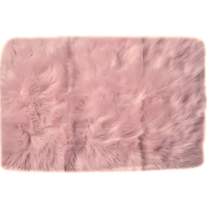 House Of Hampton Charlotte Hand Woven Faux Sheepskin Light Pink Area Charlotte Hand Woven Faux Sheepskin Light Pink Area Rug