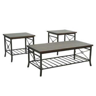 Cocktail Table Set Of 3 For Living Room, 3-Piece Occasional Table Set 1 Cocktail And 2 End Table Sets, MDF Panels And Powder Coat Metal Legs by Williston Forge