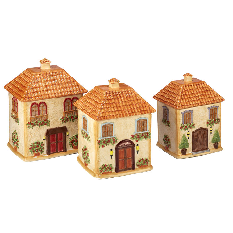 3D Villa House 3 Piece Kitchen Canister Set