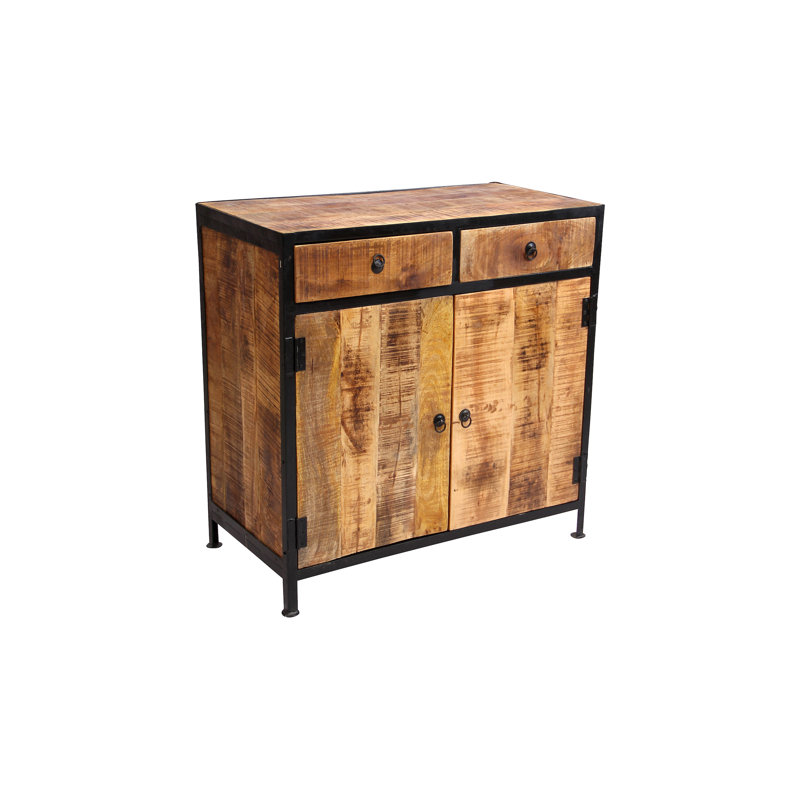 Millwood Pines Dante Industrial Reclaimed Wood And Iron 2 Drawer