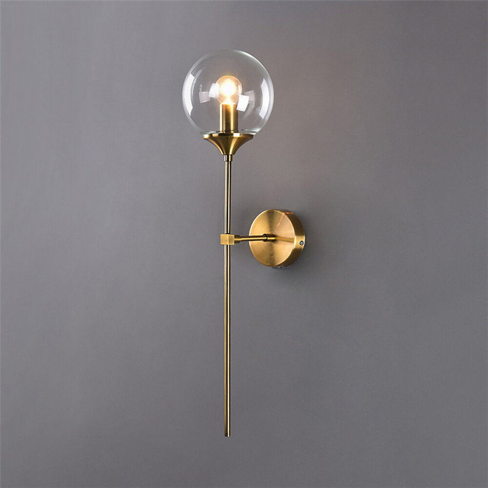 glass globe sconce wall light brass