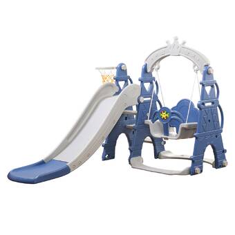 wooden baby swing and slide set