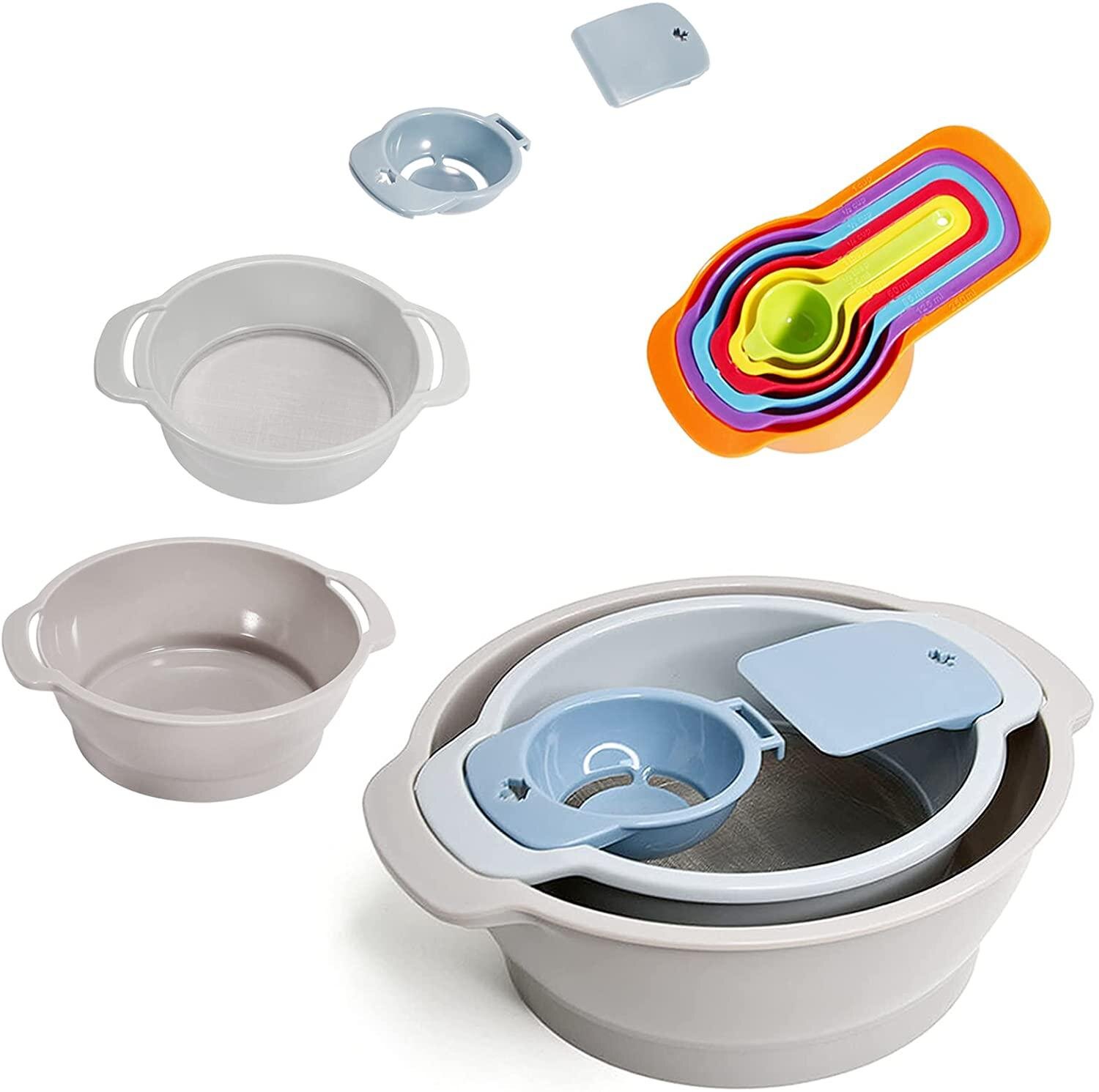 Dishwasher safe,Baking Tool Accessories Multi-Color KALREDE Mixing Bowls Set of 3 Piece,Plastic Mixing Bowl,BPA free 