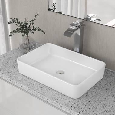 Ryvyr 15'' White Ceramic Rectangular Vessel Bathroom Sink & Reviews ...