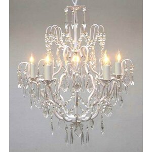 Clemence 5-Light White Hardwired Crystal Chandelier