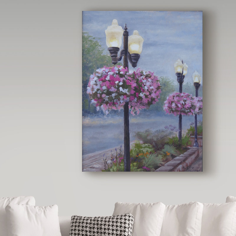 Trademark Art Floral Street Lamps Graphic Art Print On Wrapped