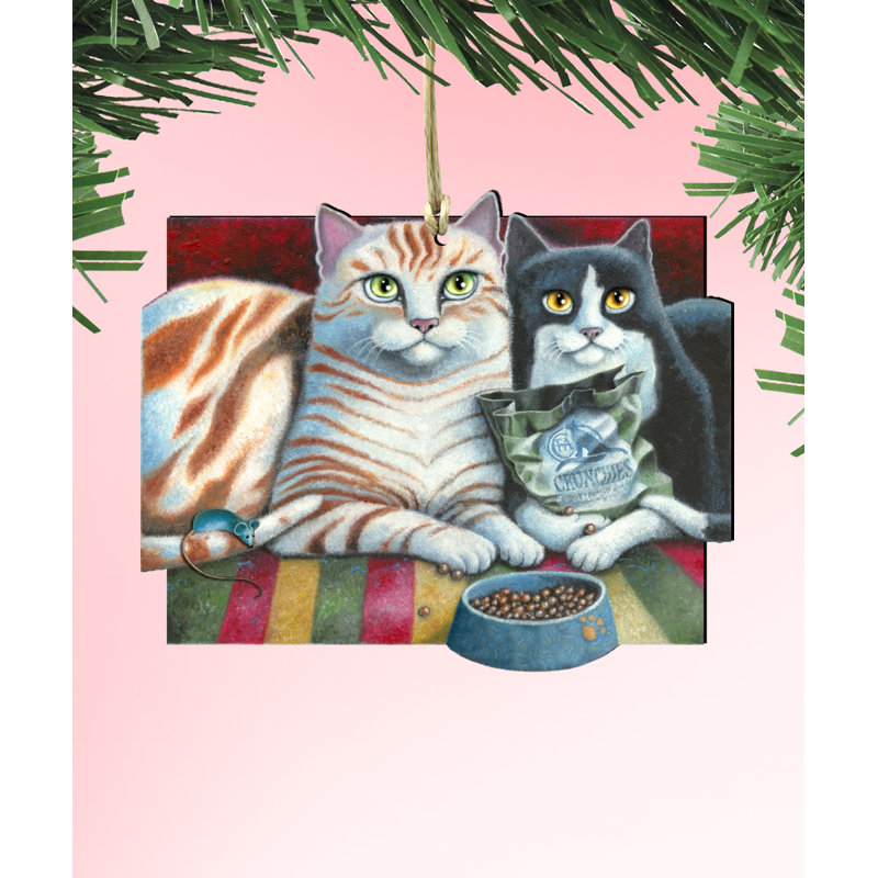 The Holiday Aisle 3 Piece Cats Wooden Hanging Figurine Ornament Set Wayfair