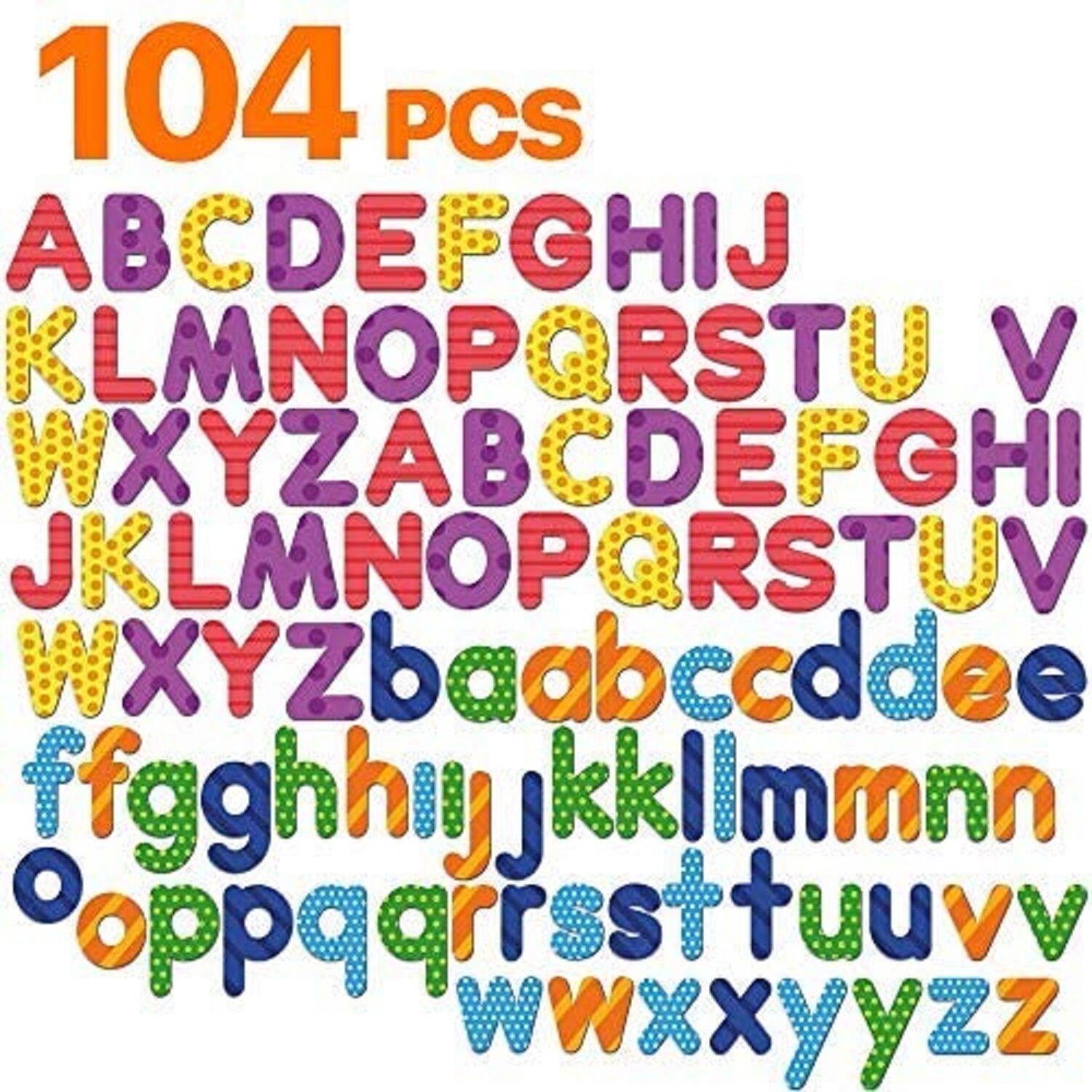 52 Pcs Magnetic Wooden Alphabet Letters ABC Upper Case Fridge Magnets 