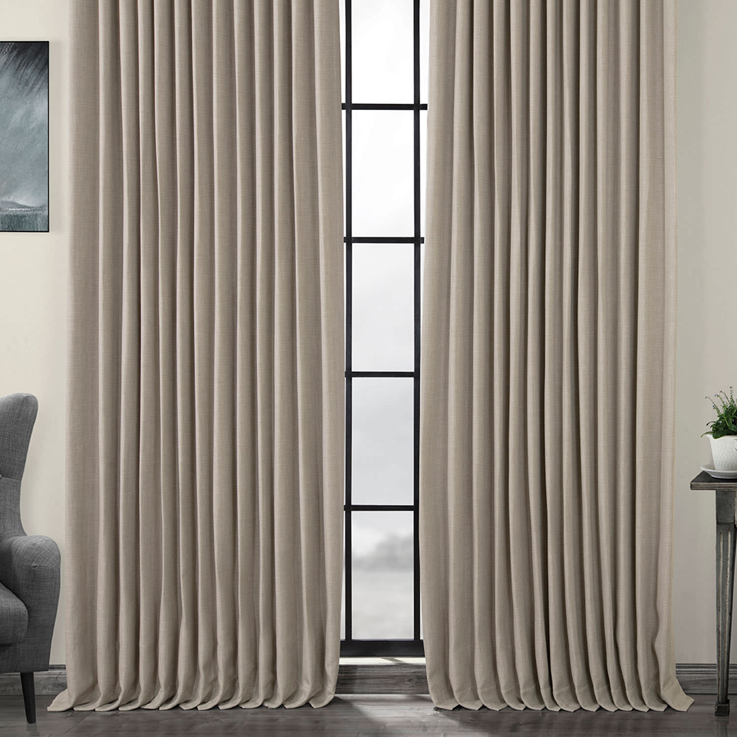 Charlton Home Waubun Faux Linen Extra Wide Solid Blackout Rod