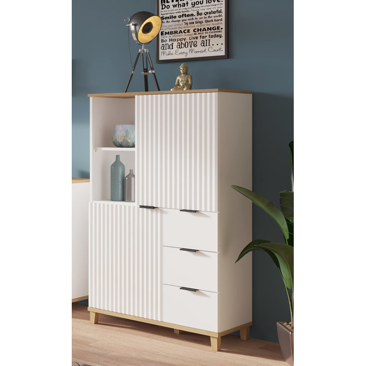 Latitude Run PLISSEE Highboard 2 Doors 3 Drawers | Wayfair.co.uk