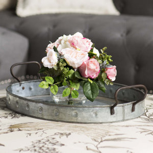 Myrte Faux Mixed Rose & Hydrangea in Glass Vase