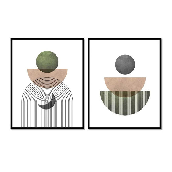 George Oliver Mid Century Modern Print Set Of 2 Abstract Wall Ar 2 ...