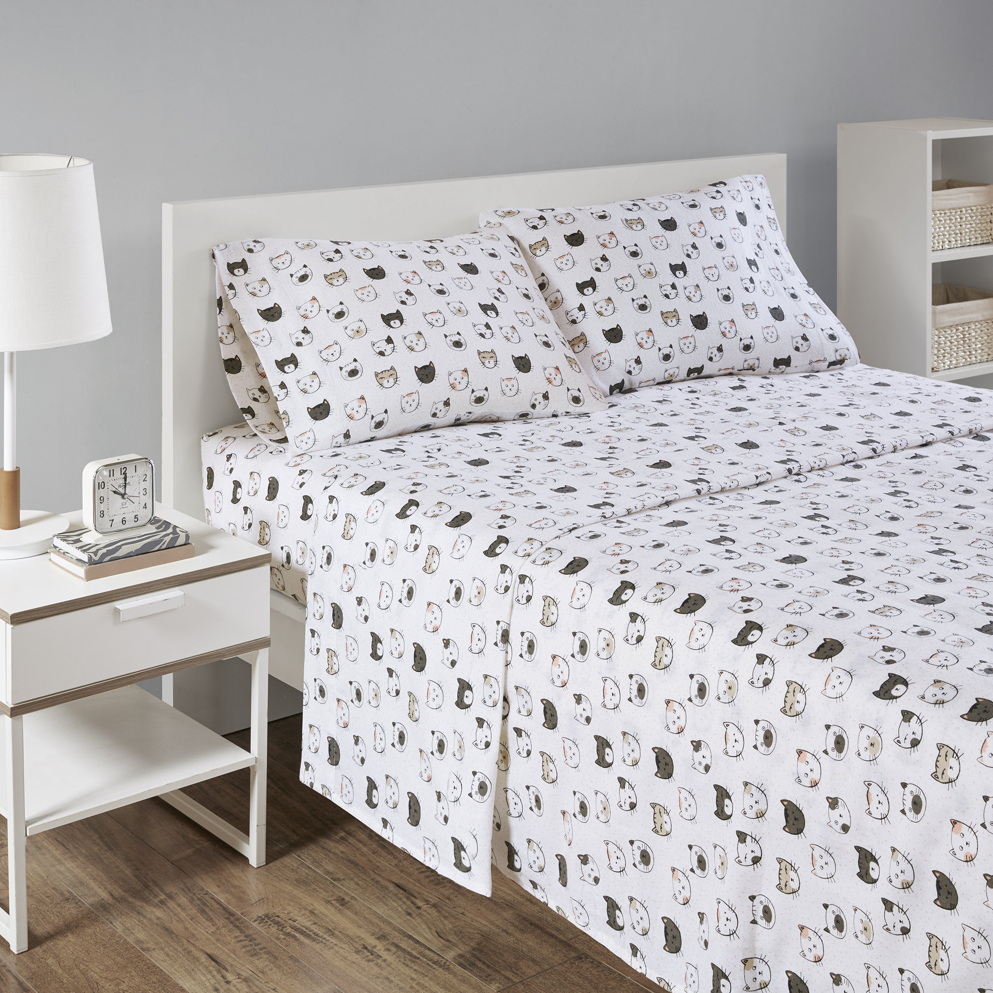 Mack Milo Acer Cozy Soft Cat Print Flannel 100 Cotton Sheet Set Mack Milo Acer Cozy Soft Cat Print Flannel 100 Cotton Sheet Set Reviews Wayfair