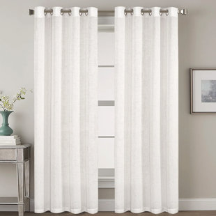 Lot of 2 New! Crate & Barrel Isabela Sheer Curtain Panel in Linen Cotton 50x108 