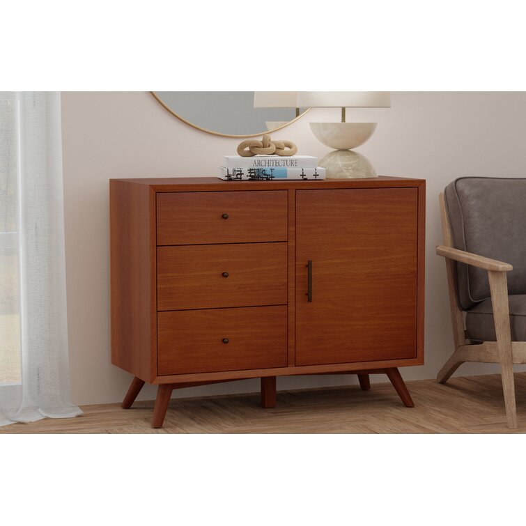 Belham Living Carter Mid-Century Modern Two-Drawer File Cabinet Walnut Finish Durable Strong Wood Material